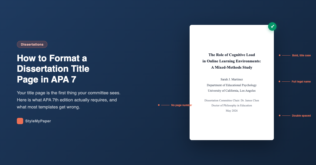 How to Format a Dissertation Title Page in APA 7th Edition